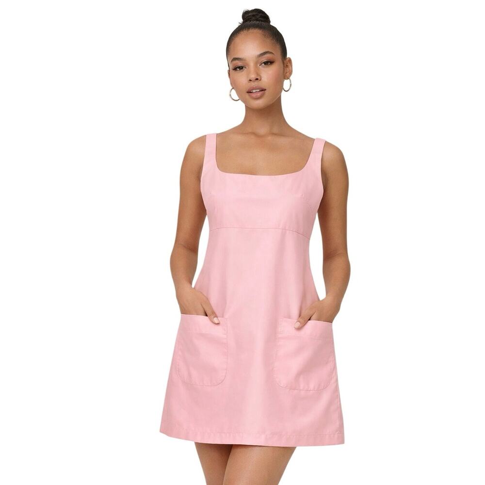 Amanda Uprichard Grady Pink Mini Dress Size M Sleeveless A-Line Shift Pockets